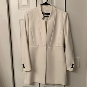 Zara white long blazer